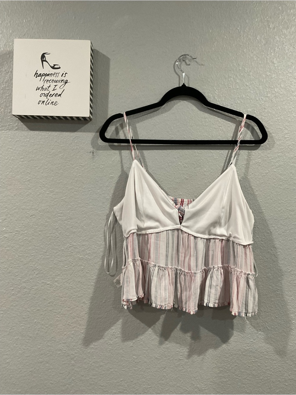 Striped Tie-Front Ruffle Cami - Picture 4 of 7